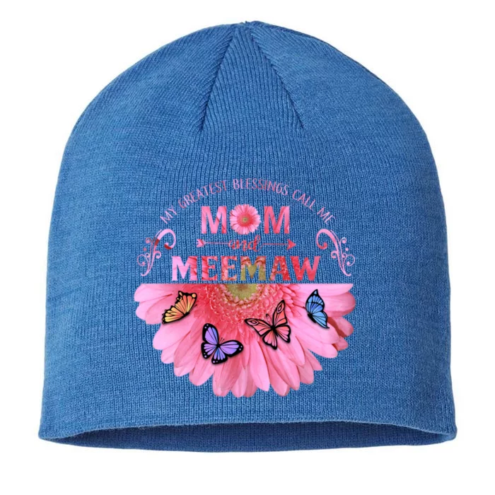 My Greatest Blessings Call Me Mom And Meemaw Flower Gift 8 1/2in Sustainable Knit Beanie