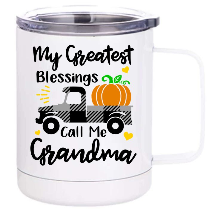 My Greatest Blessings Call Me Grandma Matching Family Pajama Gift Front & Back 12oz Stainless Steel Tumbler Cup