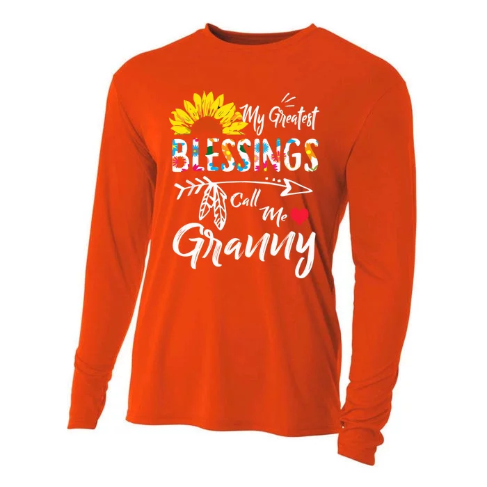 My Greatest Blessings Call Me Granny Sunflower Cool Gift Cooling Performance Long Sleeve Crew