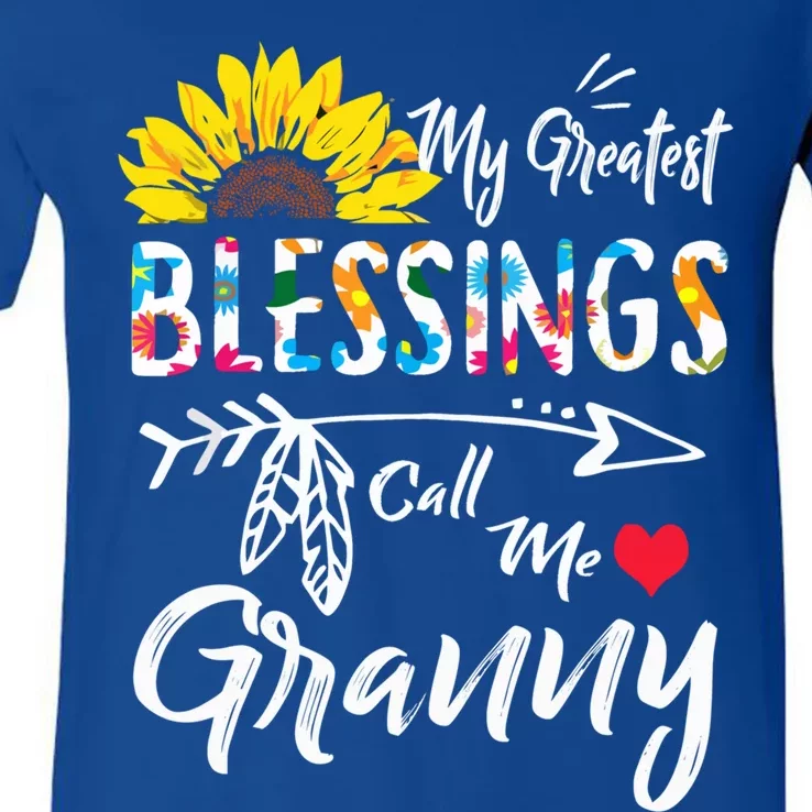 My Greatest Blessings Call Me Granny Sunflower Cool Gift V-Neck T-Shirt