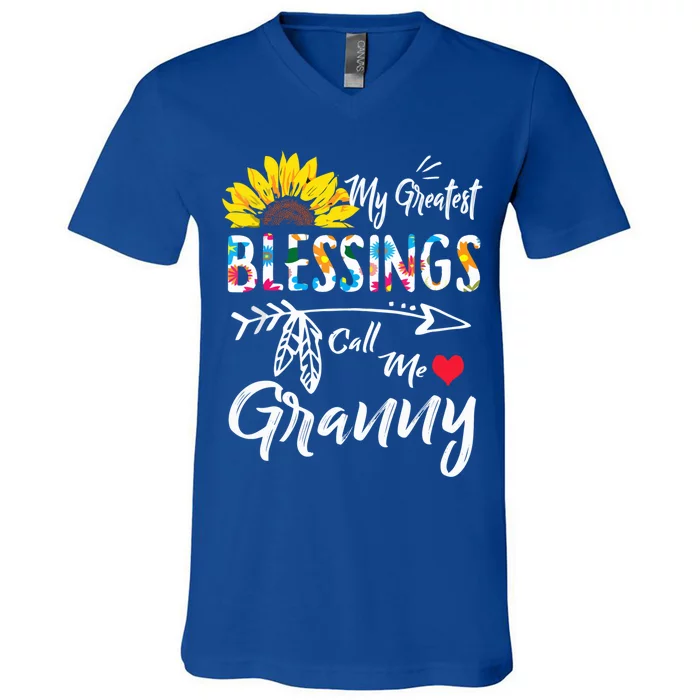 My Greatest Blessings Call Me Granny Sunflower Cool Gift V-Neck T-Shirt