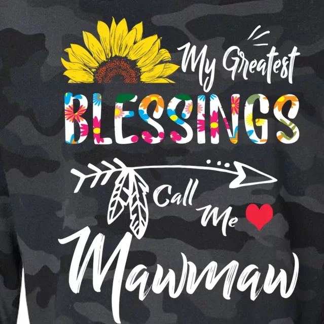 My Greatest Blessings Call Me Mawmaw Sunflower Cute Gift Cropped Pullover Crew