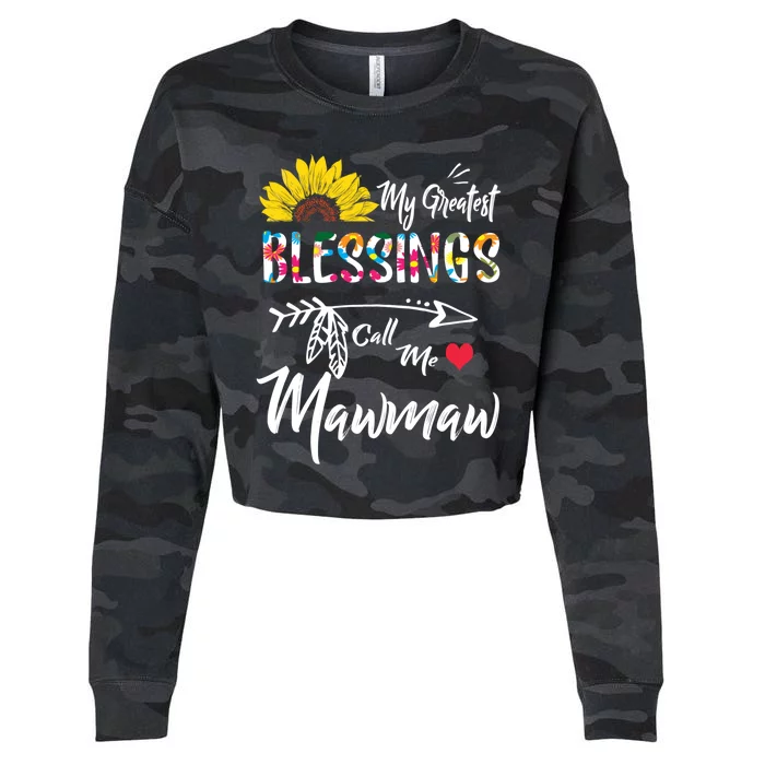 My Greatest Blessings Call Me Mawmaw Sunflower Cute Gift Cropped Pullover Crew