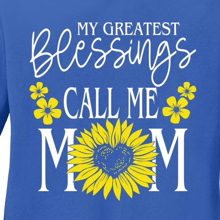 My Greatest Blessings Call Me Mom Cute Sunflower Mothers Day Gift Ladies Long Sleeve Shirt