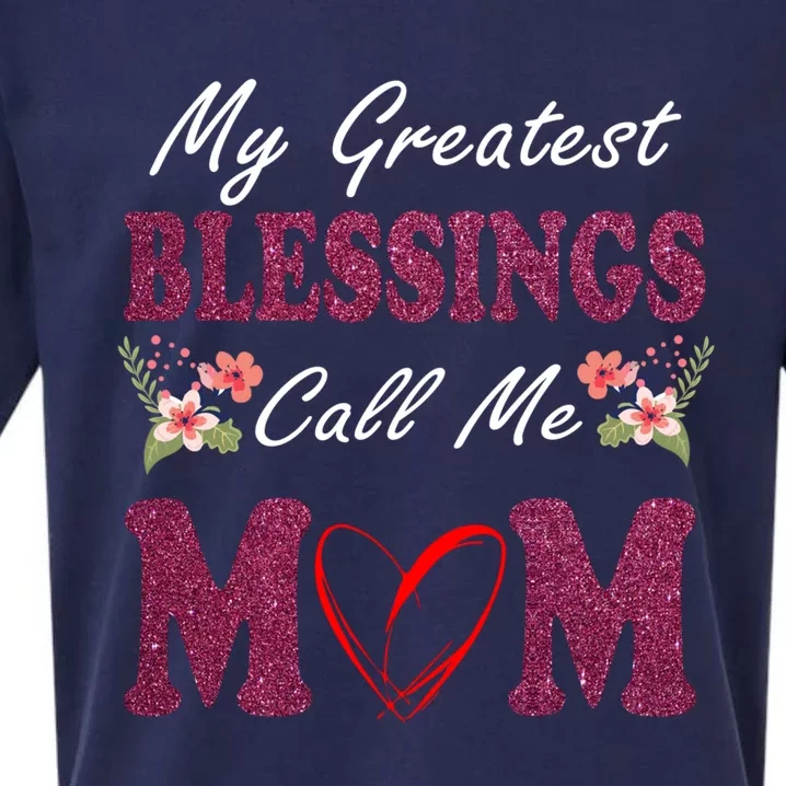 My Greatest Blessings Call Me Mom Flower Gift Sueded Cloud Jersey T-Shirt