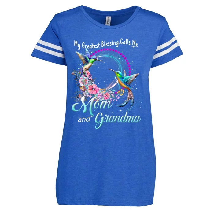 My Greatest Blessing Calls Me Mom And Grandma Hummingbirds Cute Gift Enza Ladies Jersey Football T-Shirt