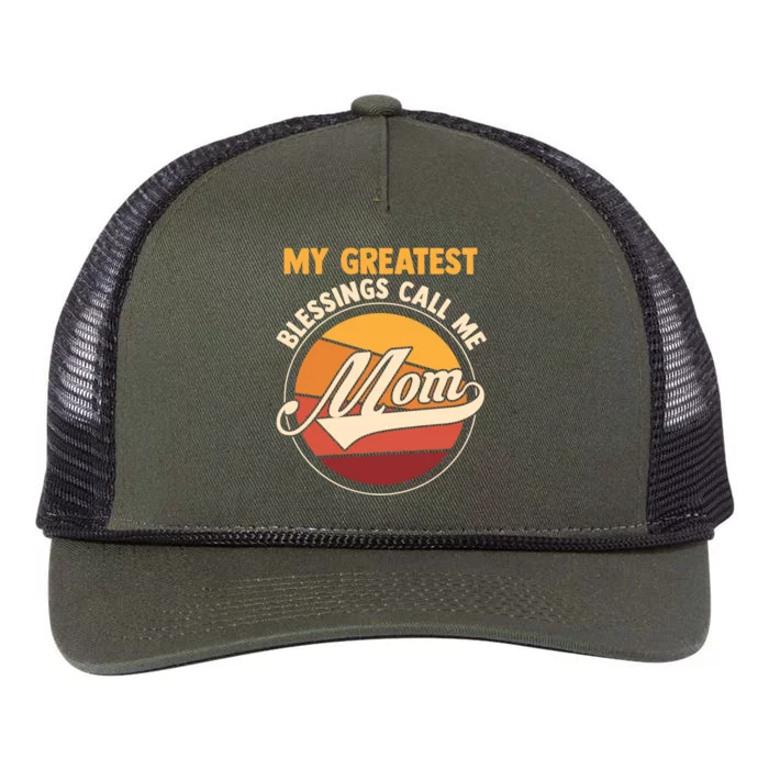 My Greatest Blessings Call Me Mom Mom Cute Gift Retro Rope Trucker Hat Cap