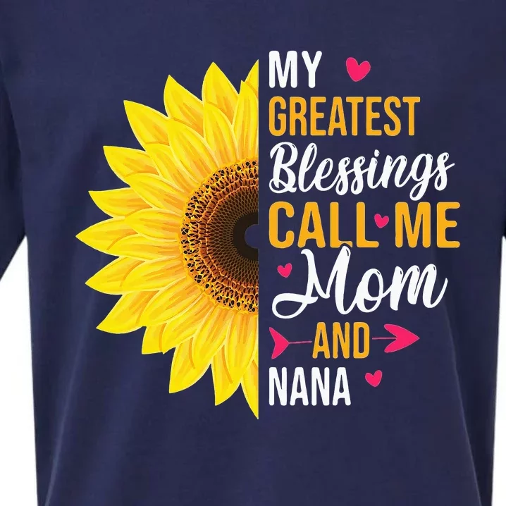 My Greatest Blessings Call Me Mom And NaNa Mother's Day Sueded Cloud Jersey T-Shirt