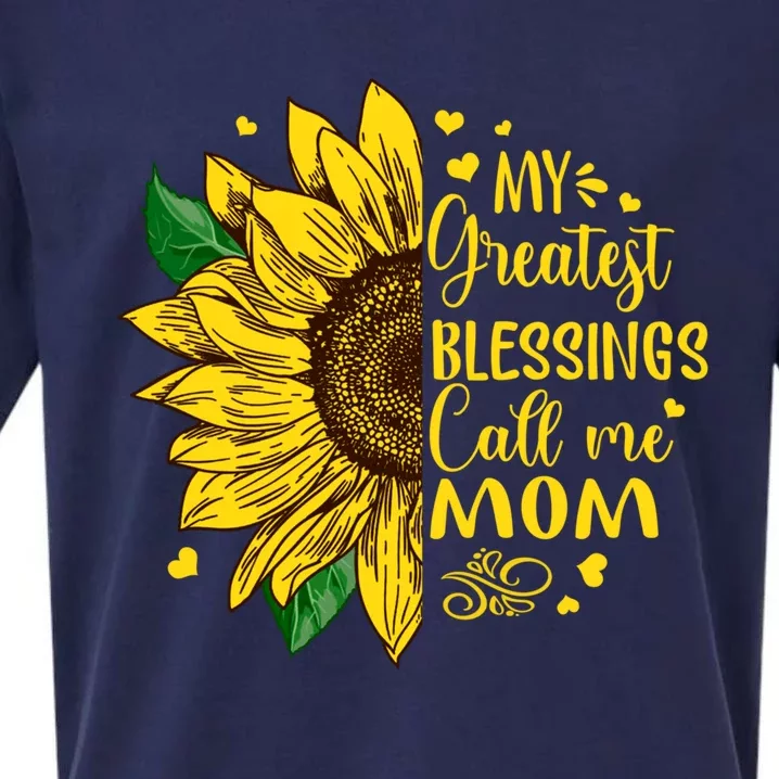 My Greatest Blessings Call Me Mom Sunflower Funny Gift Sueded Cloud Jersey T-Shirt