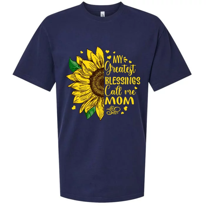 My Greatest Blessings Call Me Mom Sunflower Funny Gift Sueded Cloud Jersey T-Shirt