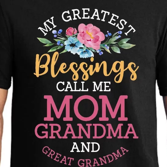 My Greatest Blessings Call Me Mom Grandma And Great Grandma Pajama Set