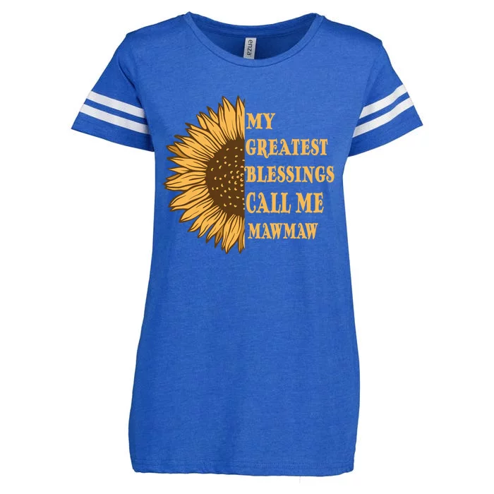 My Greatest Blessings Call Me Mawmaw Mom Sunflower Graphic Gift Enza Ladies Jersey Football T-Shirt