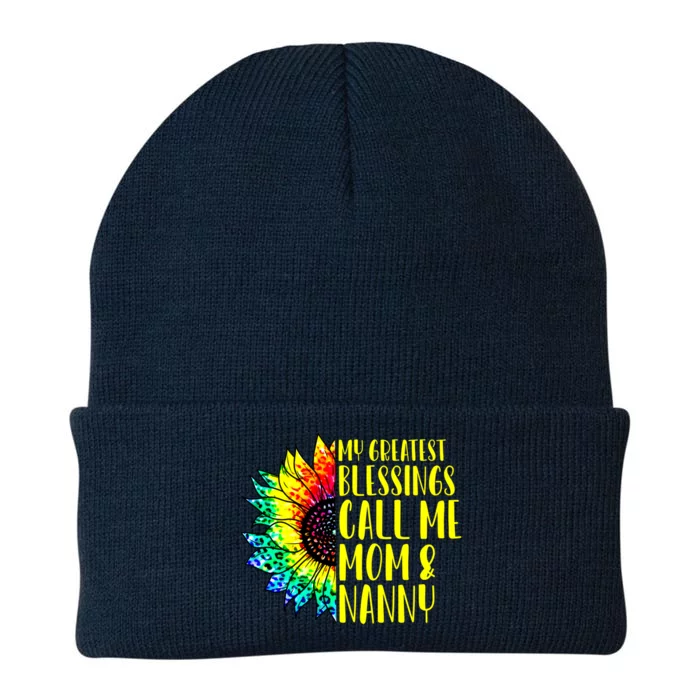 My Greatest Blessings Call Me Mom Nanny Sunflower Tie Dye Gift Knit Cap Winter Beanie