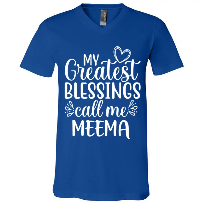 My Greatest Blessings Call Me Meema Yiddish Grandma Gift V-Neck T-Shirt