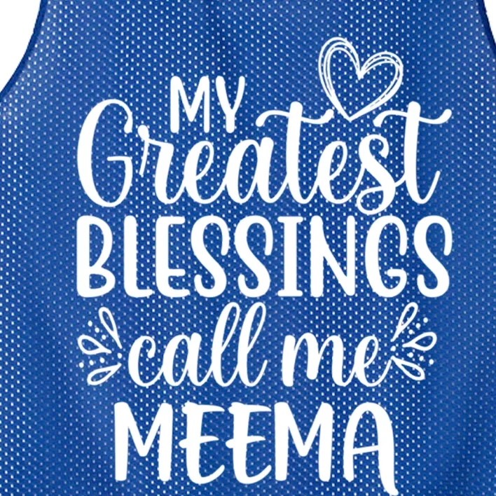 My Greatest Blessings Call Me Meema Yiddish Grandma Gift Mesh Reversible Basketball Jersey Tank