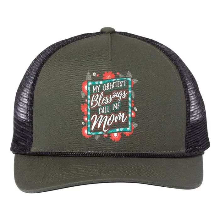 My Greatest Blessings Call Me Mom Gift Retro Rope Trucker Hat Cap