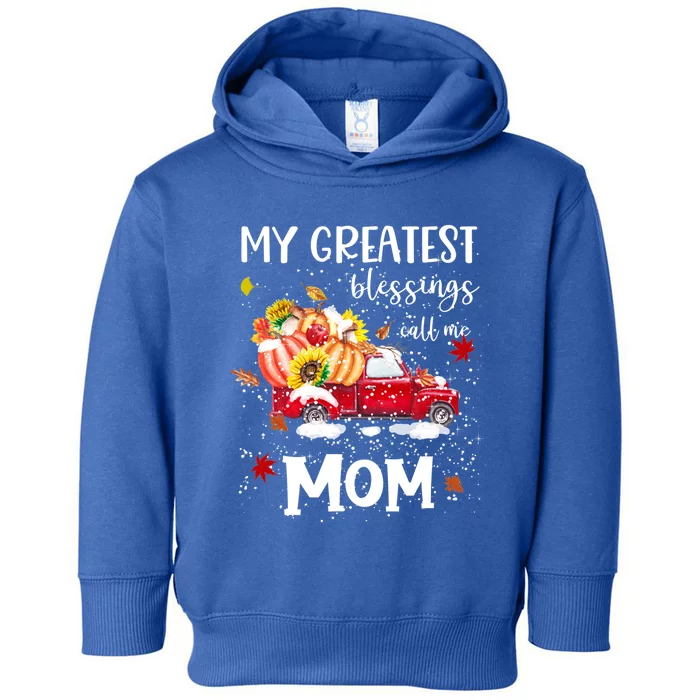 My Greatest Blessings Call Me Mom Pumpkin Truck Gift Toddler Hoodie