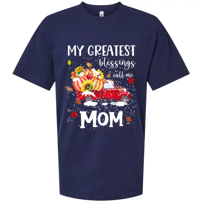 My Greatest Blessings Call Me Mom Pumpkin Truck Gift Sueded Cloud Jersey T-Shirt