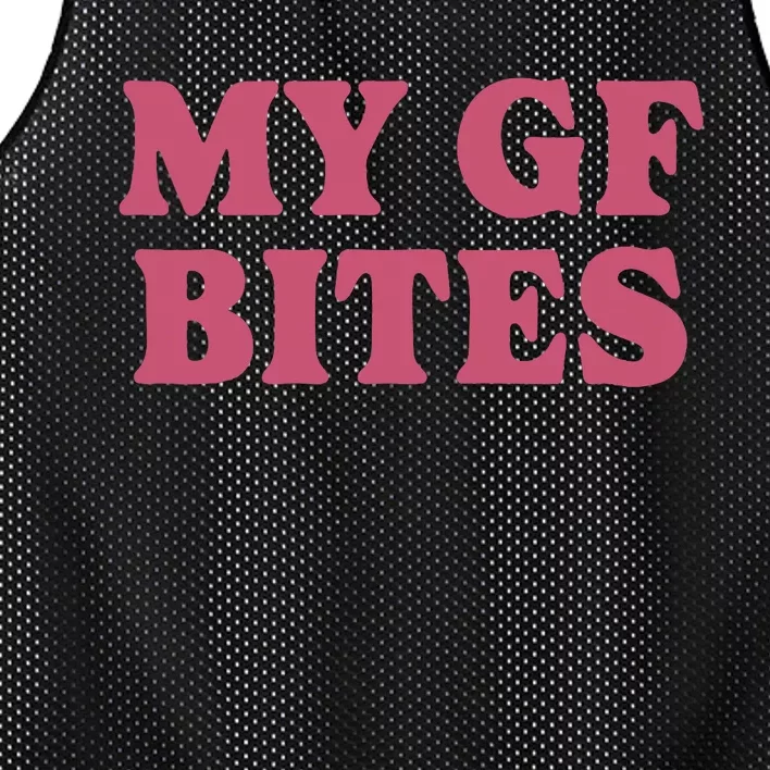 My Gf Bites Mesh Reversible Basketball Jersey Tank