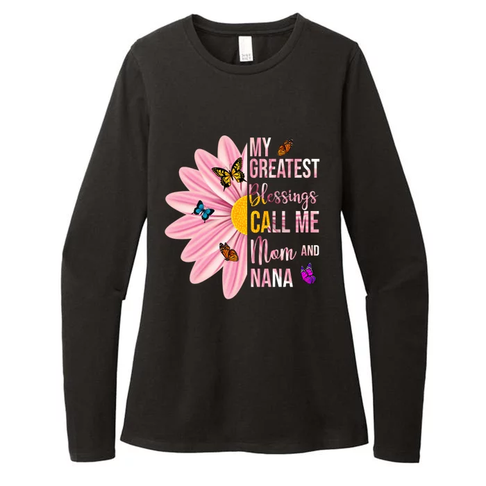 My Greatest Blessings Call Me Mom And Nana Butterfly Womens CVC Long Sleeve Shirt