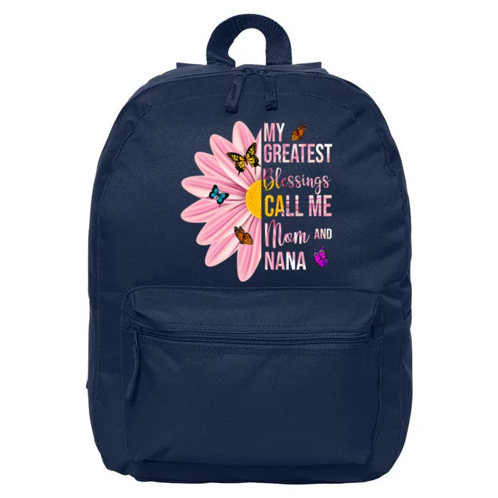 My Greatest Blessings Call Me Mom And Nana Butterfly 16 in Basic Backpack