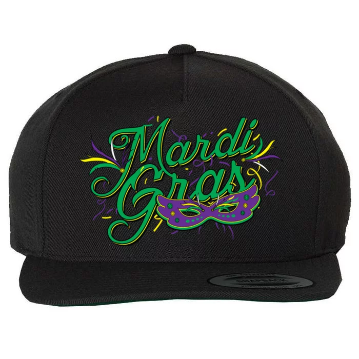 Mardi Gras Celebration Logo Wool Snapback Cap