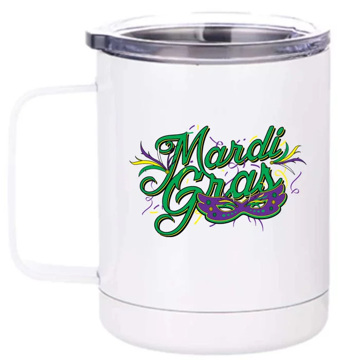 Mardi Gras Celebration Logo Front & Back 12oz Stainless Steel Tumbler Cup