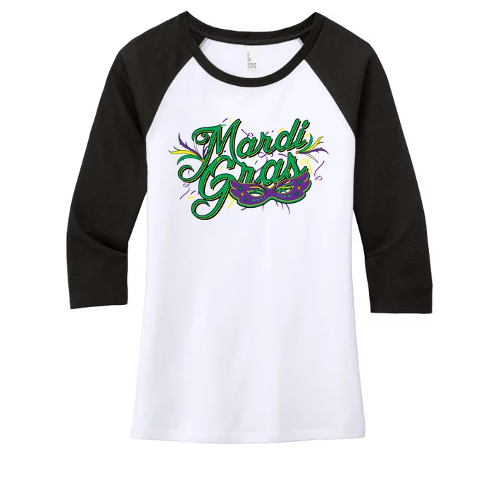 Mardi Gras Celebration Logo Women's Tri-Blend 3/4-Sleeve Raglan Shirt