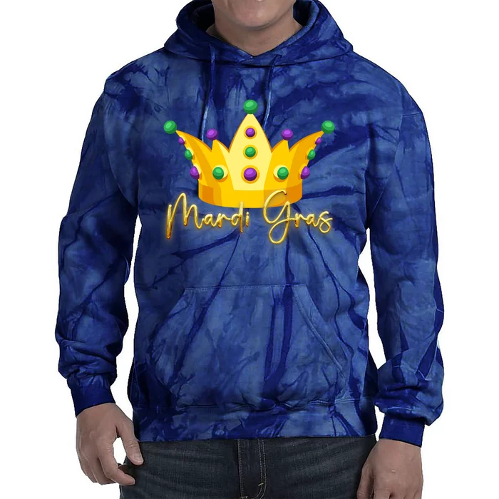 Mardi Gras Crown Celebration Tie Dye Hoodie