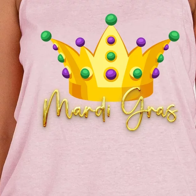 Mardi Gras Crown Celebration Women's Knotted Racerback Tank