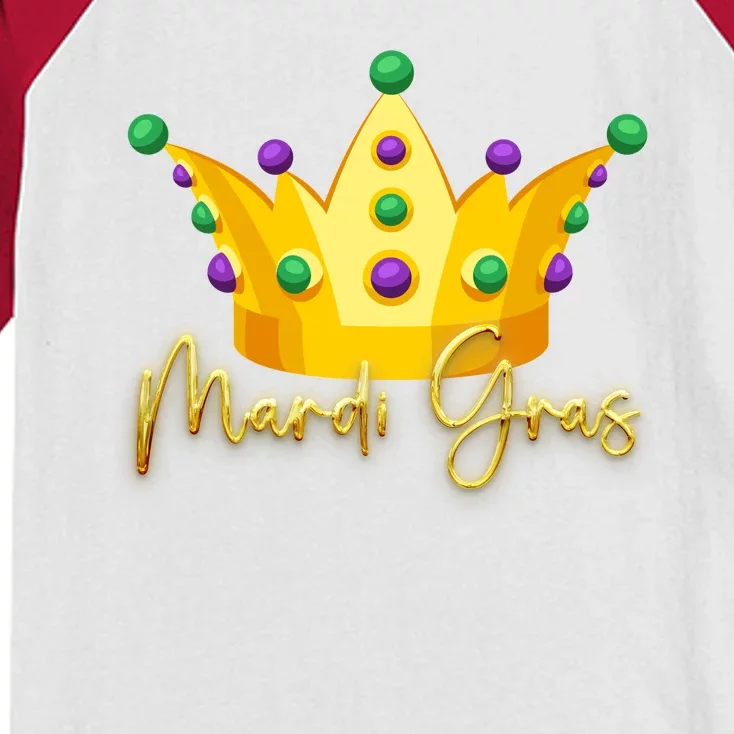 Mardi Gras Crown Celebration Kids Colorblock Raglan Jersey