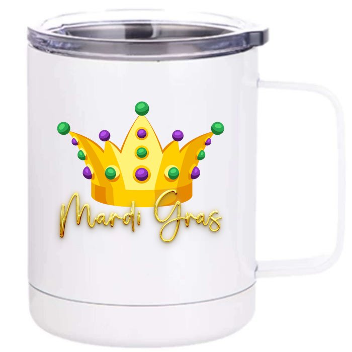 Mardi Gras Crown Celebration Front & Back 12oz Stainless Steel Tumbler Cup