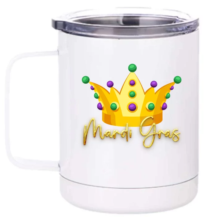 Mardi Gras Crown Celebration Front & Back 12oz Stainless Steel Tumbler Cup