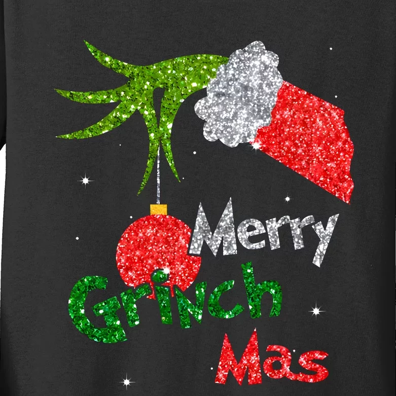 Merry Grinchmas Christmas Funny Cute Matching Family Kids Long Sleeve Shirt