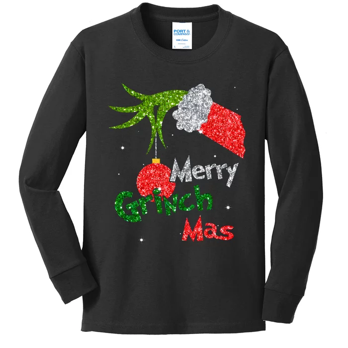 Merry Grinchmas Christmas Funny Cute Matching Family Kids Long Sleeve Shirt