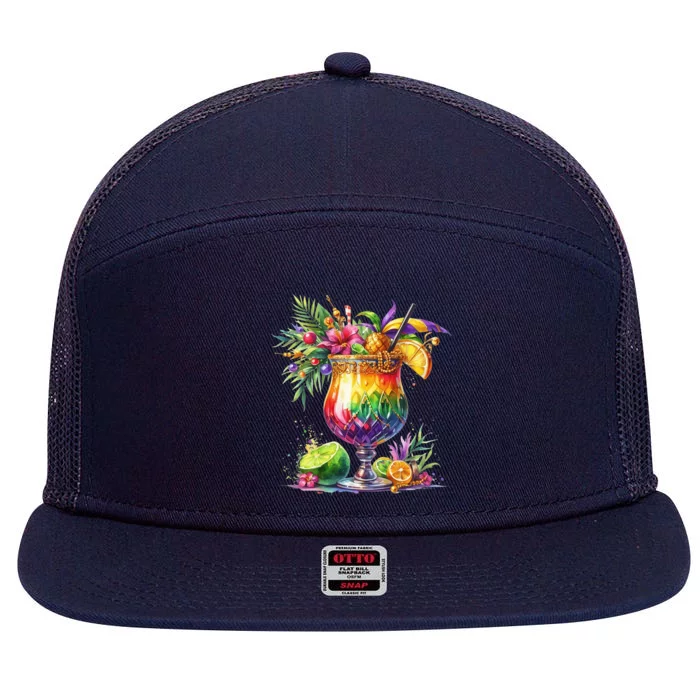 Mardi Gras Celebration 7 Panel Mesh Trucker Snapback Hat