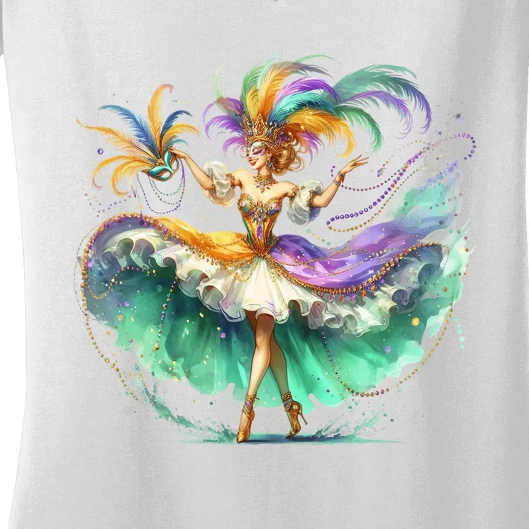 Mardi Gras Celebration Women's V-Neck T-Shirt