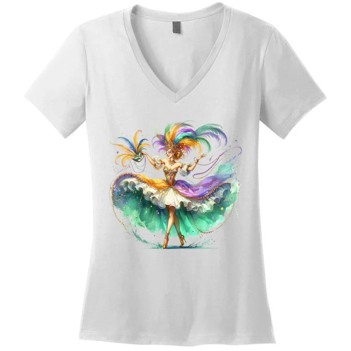 Mardi Gras Celebration Women's V-Neck T-Shirt