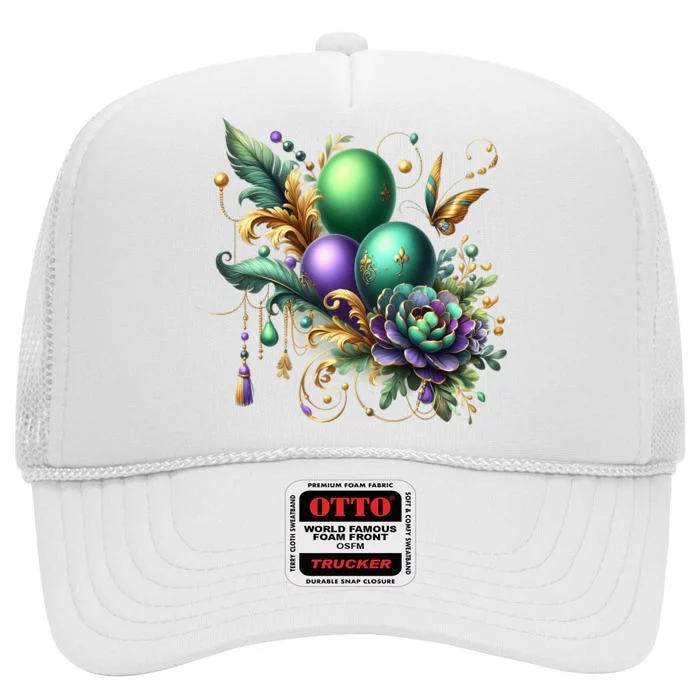 Mardi Gras Celebration High Crown Mesh Trucker Hat