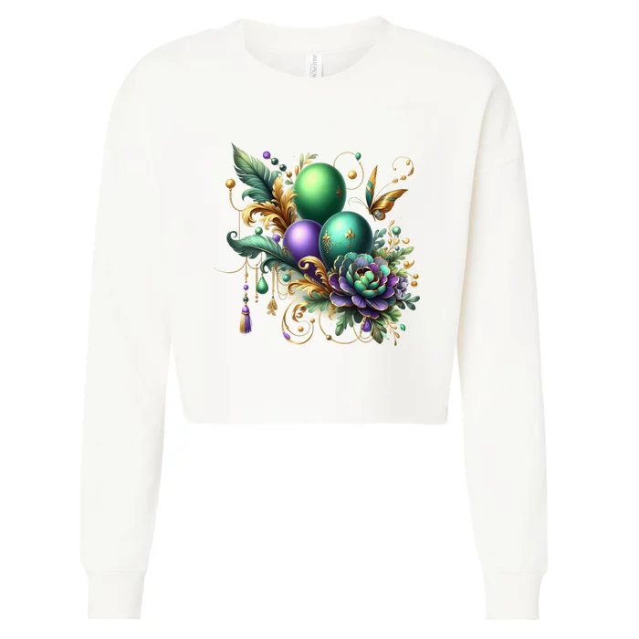 Mardi Gras Celebration Cropped Pullover Crew