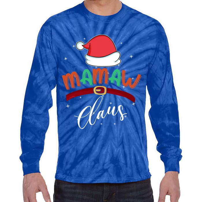 Mamaw Grandma Claus Santa Christmas Family Matching Cute Gift Tie-Dye Long Sleeve Shirt