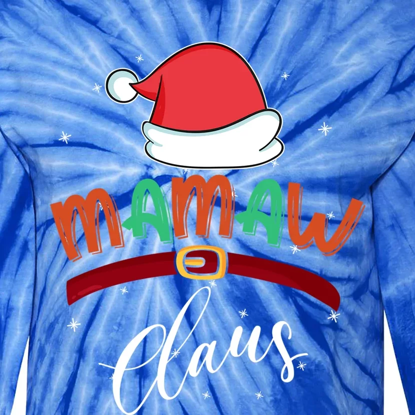 Mamaw Grandma Claus Santa Christmas Family Matching Cute Gift Tie-Dye Long Sleeve Shirt