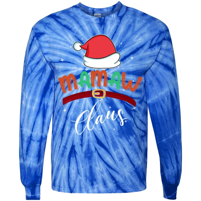 Mamaw Grandma Claus Santa Christmas Family Matching Cute Gift Tie-Dye Long Sleeve Shirt