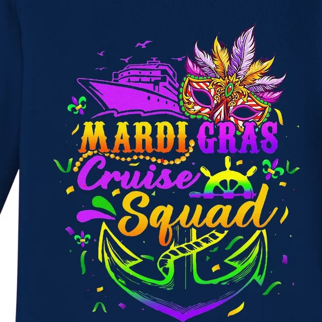 Mardi Gras Cruise Squad 2024 Matching Group Family Vacation Baby Long Sleeve Bodysuit