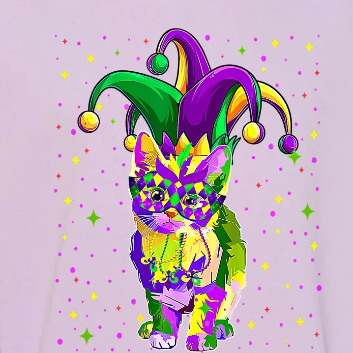 Mardi Gras Cat Mask Funny Carnival Parade Party Cat Lovers Gift Garment-Dyed Sweatshirt