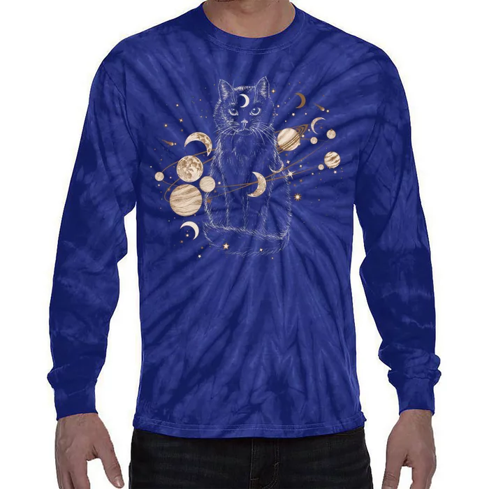 Magical Galaxy Cat Tie-Dye Long Sleeve Shirt