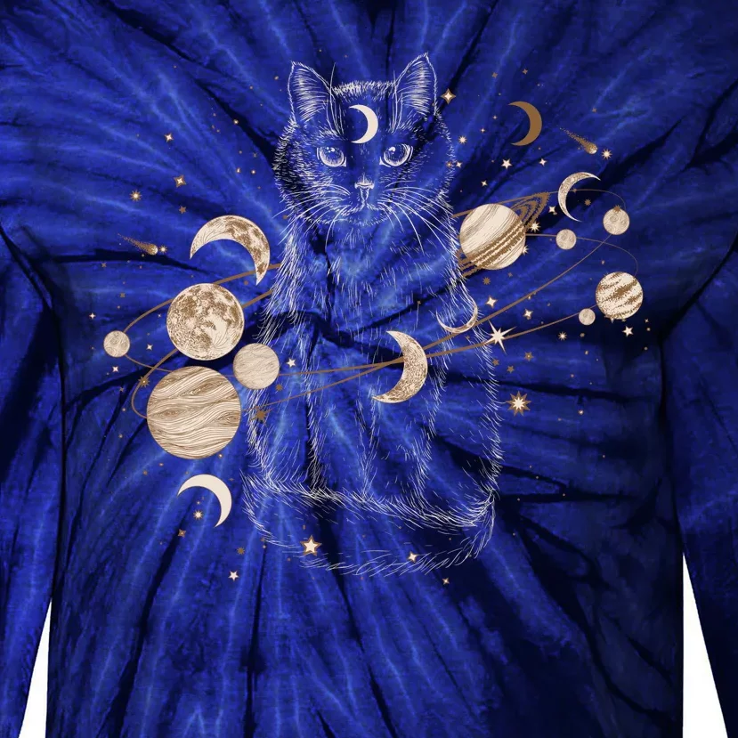 Magical Galaxy Cat Tie-Dye Long Sleeve Shirt