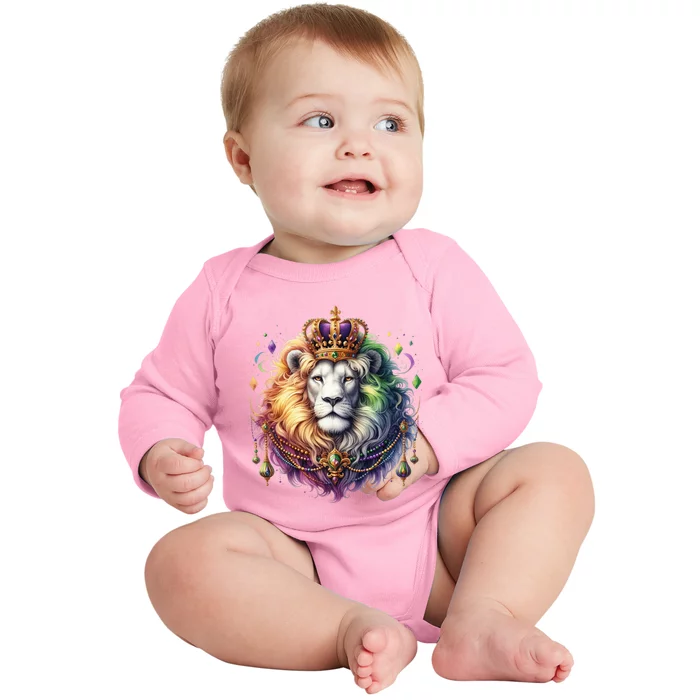 Mardi Gras Celebration Lion Baby Long Sleeve Bodysuit