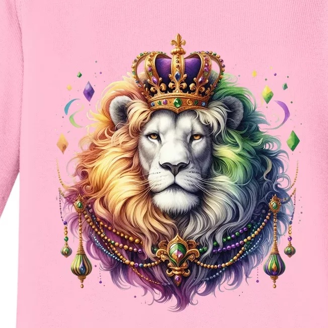 Mardi Gras Celebration Lion Baby Long Sleeve Bodysuit