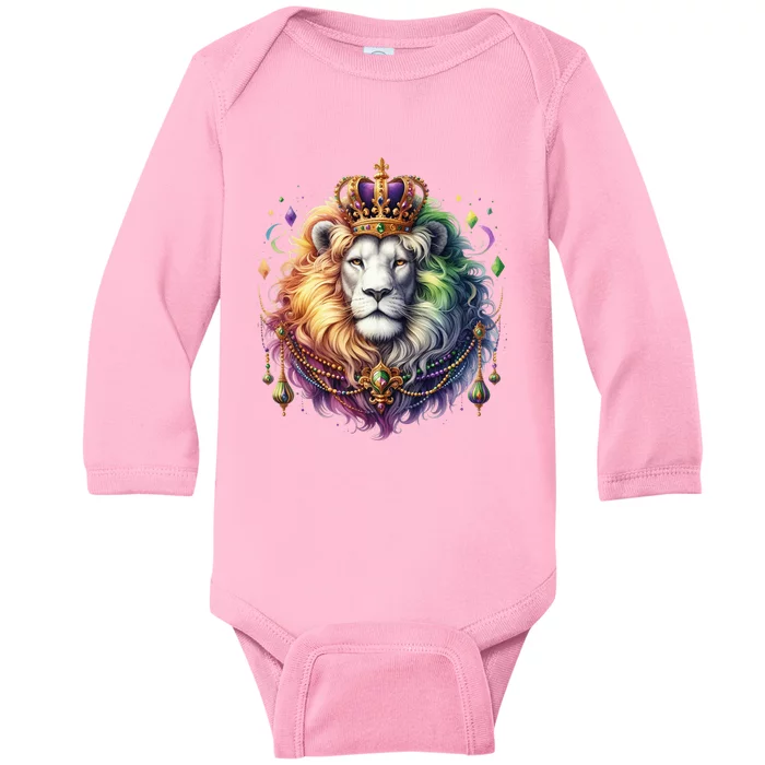 Mardi Gras Celebration Lion Baby Long Sleeve Bodysuit